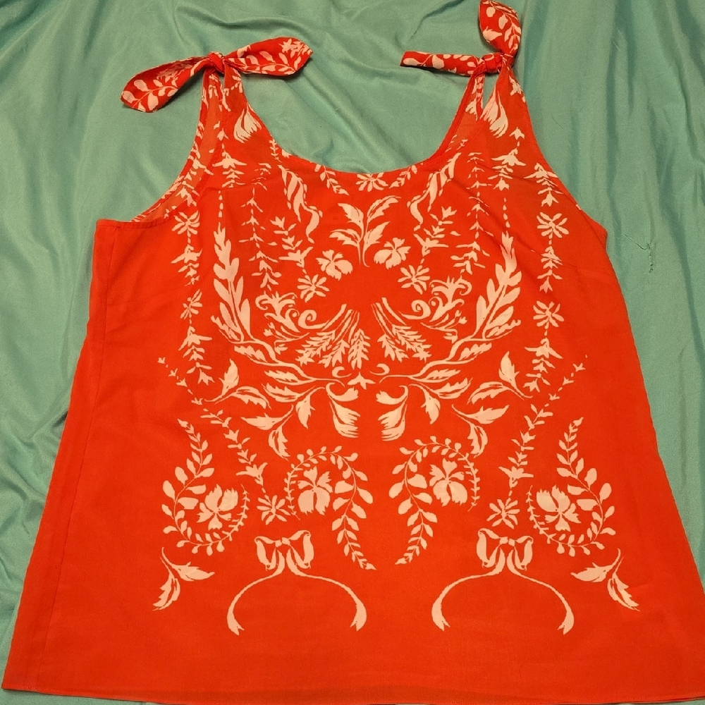 CAbi Orange Tank Top with White Detail